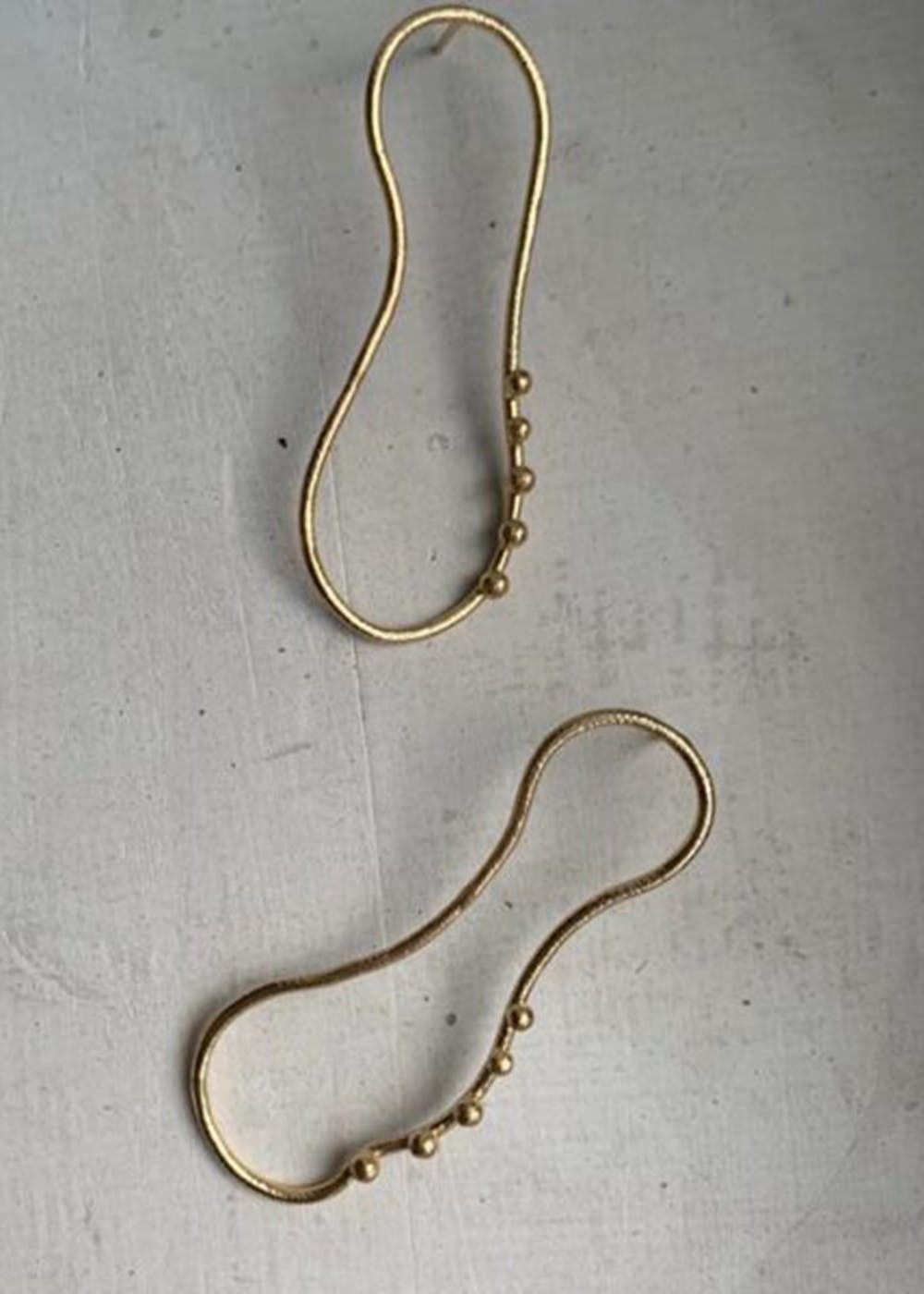 Studs Detail Gold Asymmetrical Earrings