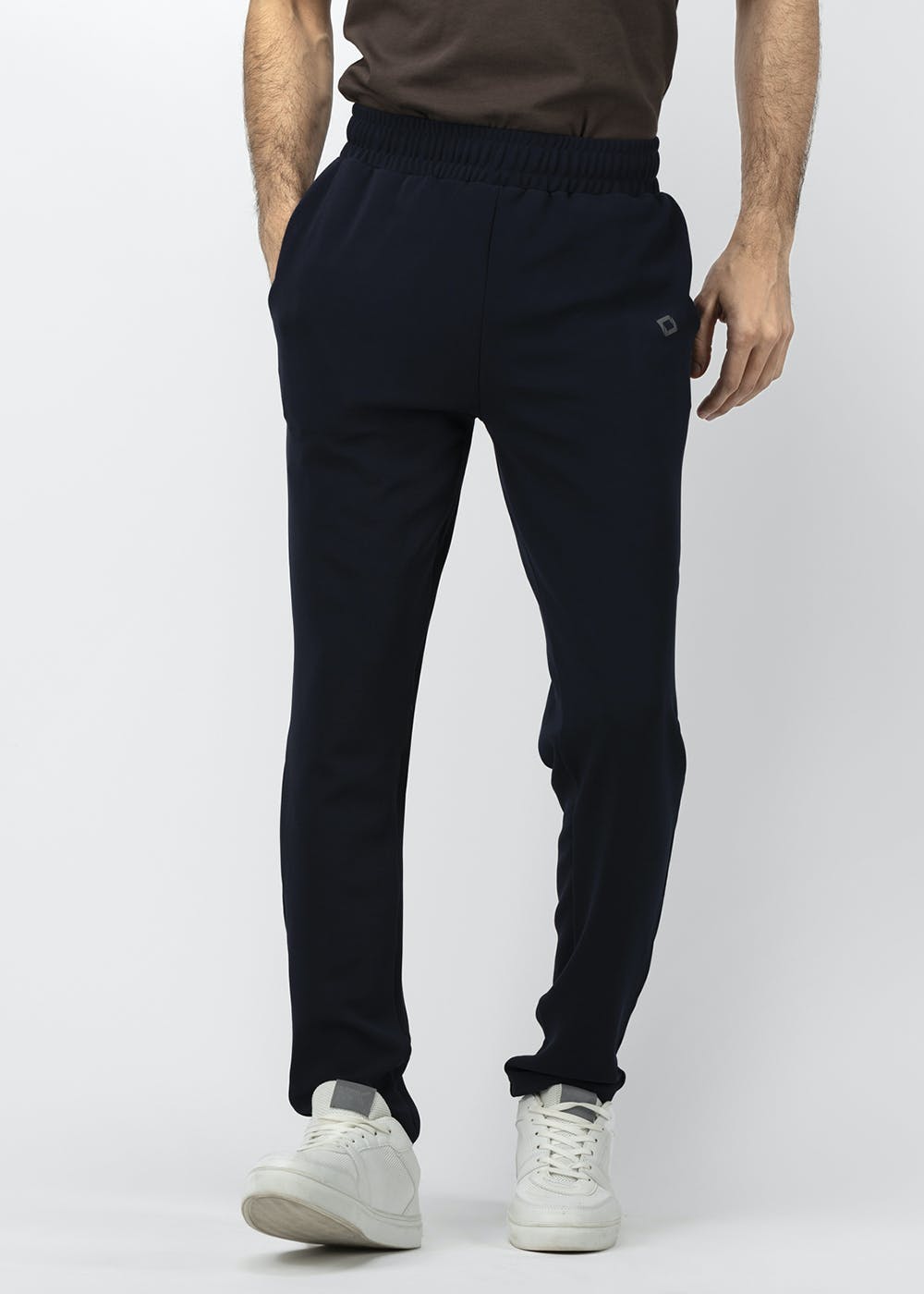 Elasticated Waist Detail Solid Joggers - Navy
