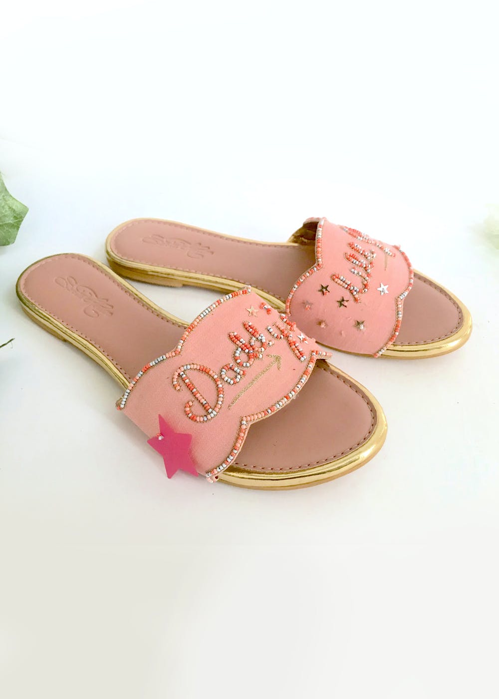 "Daddy's Lil Girl" Embroidered Pink Slides