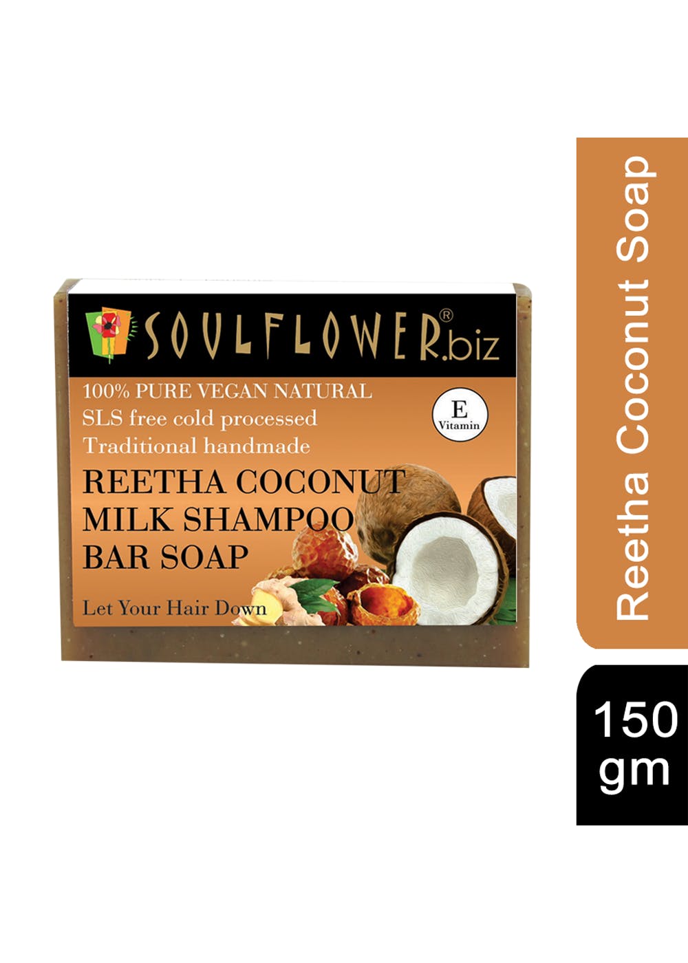 Soulflower Reetha, Coconut Milk Hair Cleansing Bar Soap (150g)