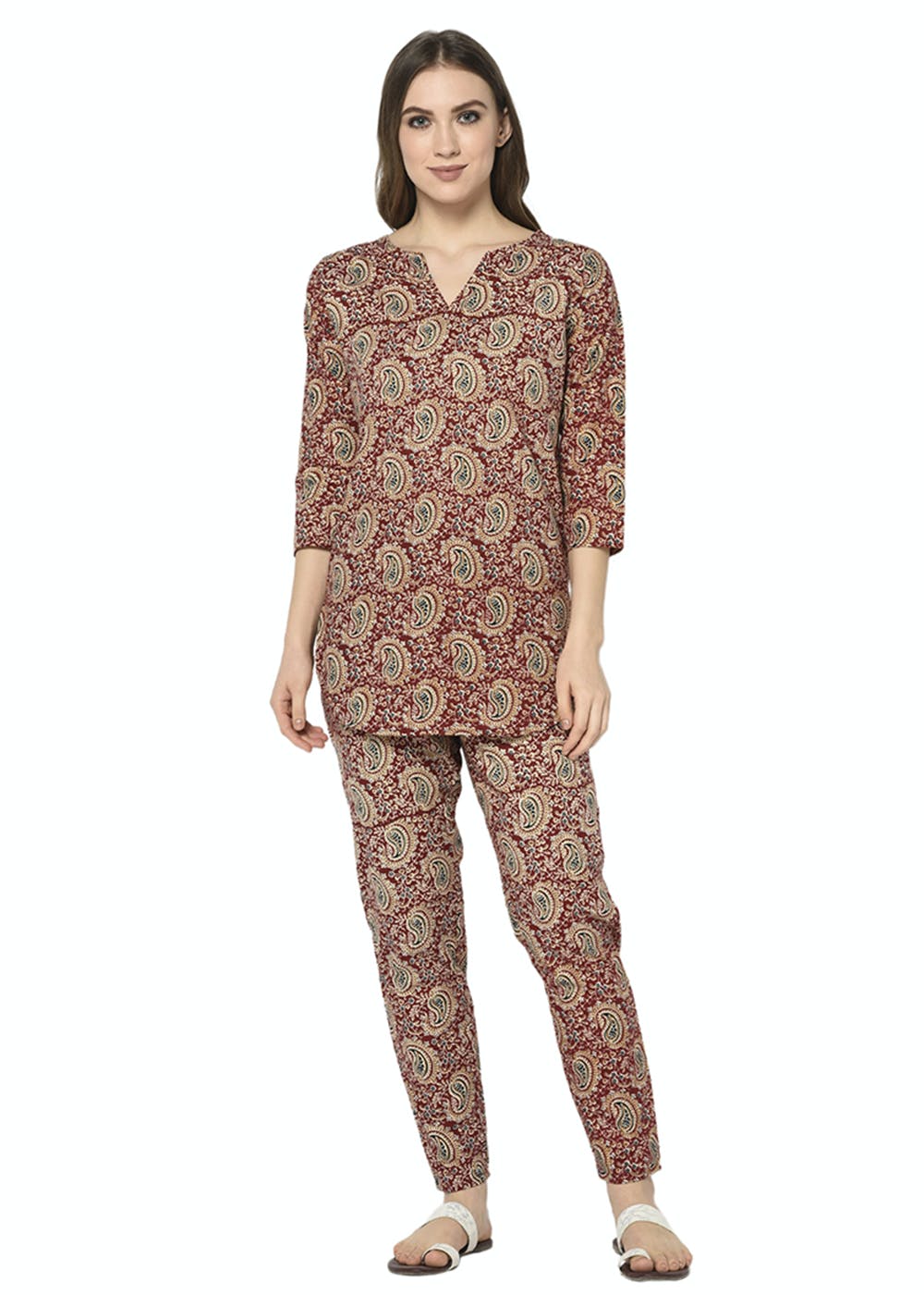 Get Ethnic & Paisley Printed Maroon Co-Ords Set at ₹ 1299 | LBB Shop