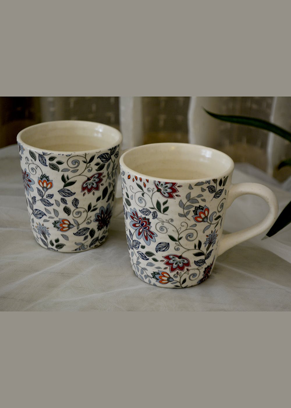 Spring Flower Stoneware Mugs (Set of 2)