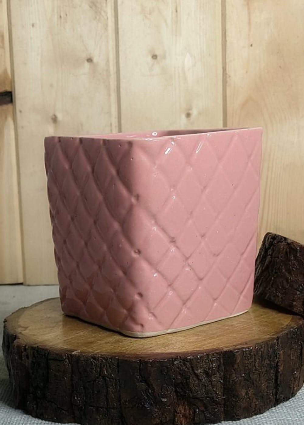 Square Pink Ceramic Pot