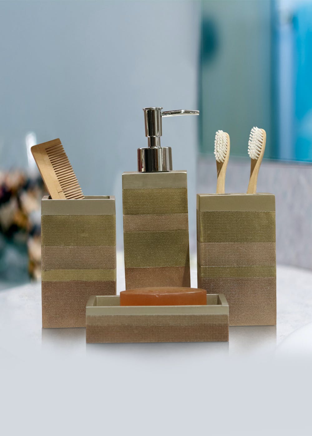 Wood Bathroom Accessories Set, Wooden Soap Dispenser, Toothbrush Holder,  Soap Dish 