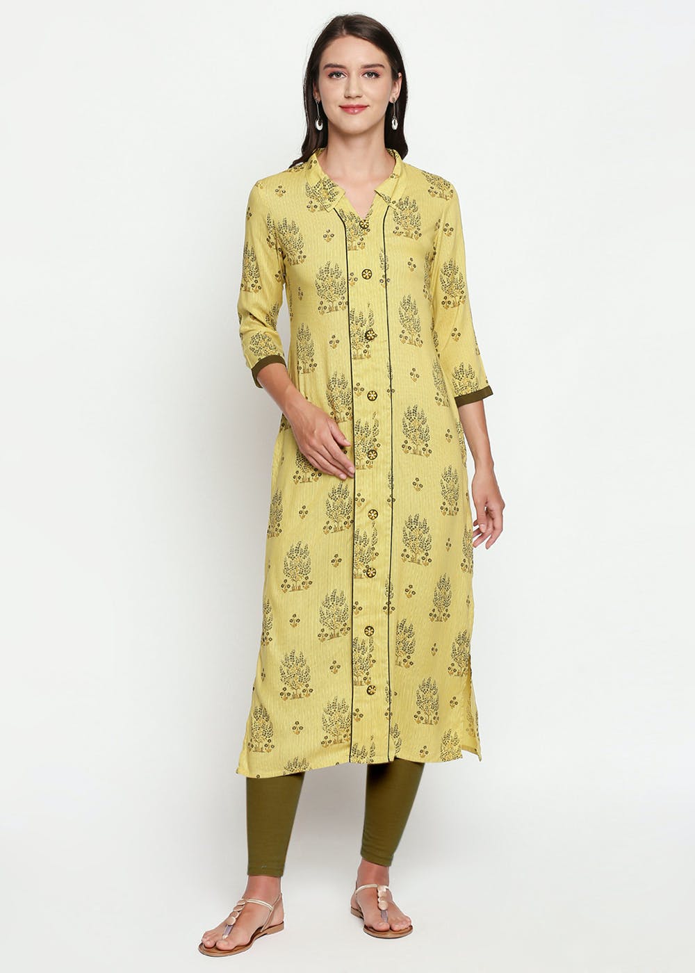 Get Mustard Rayon Straight Kurta at ₹ 934 | LBB Shop