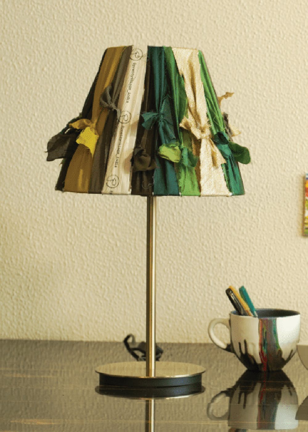 Green & Yellow Fabric Patch Lamp