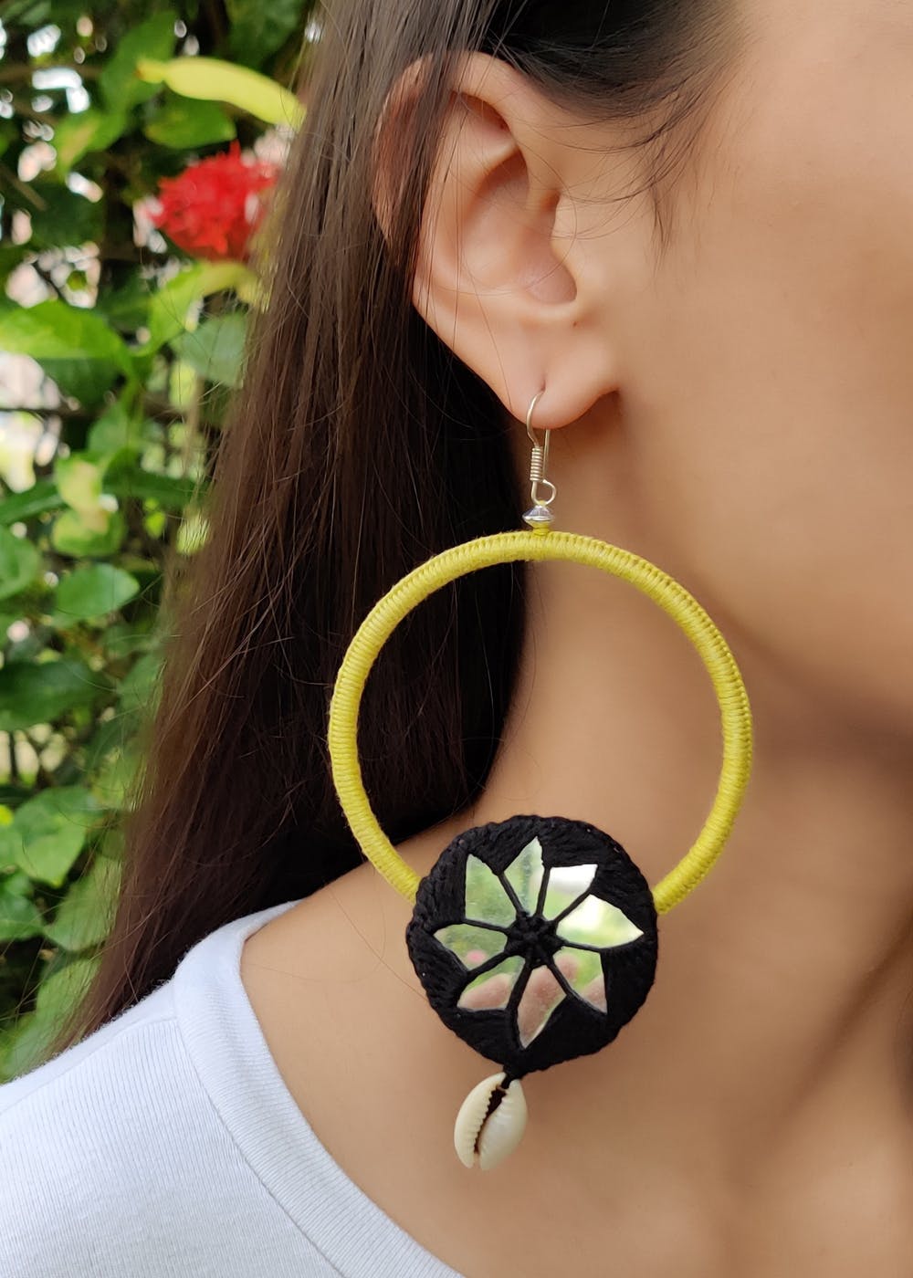 yellow geometric earrings