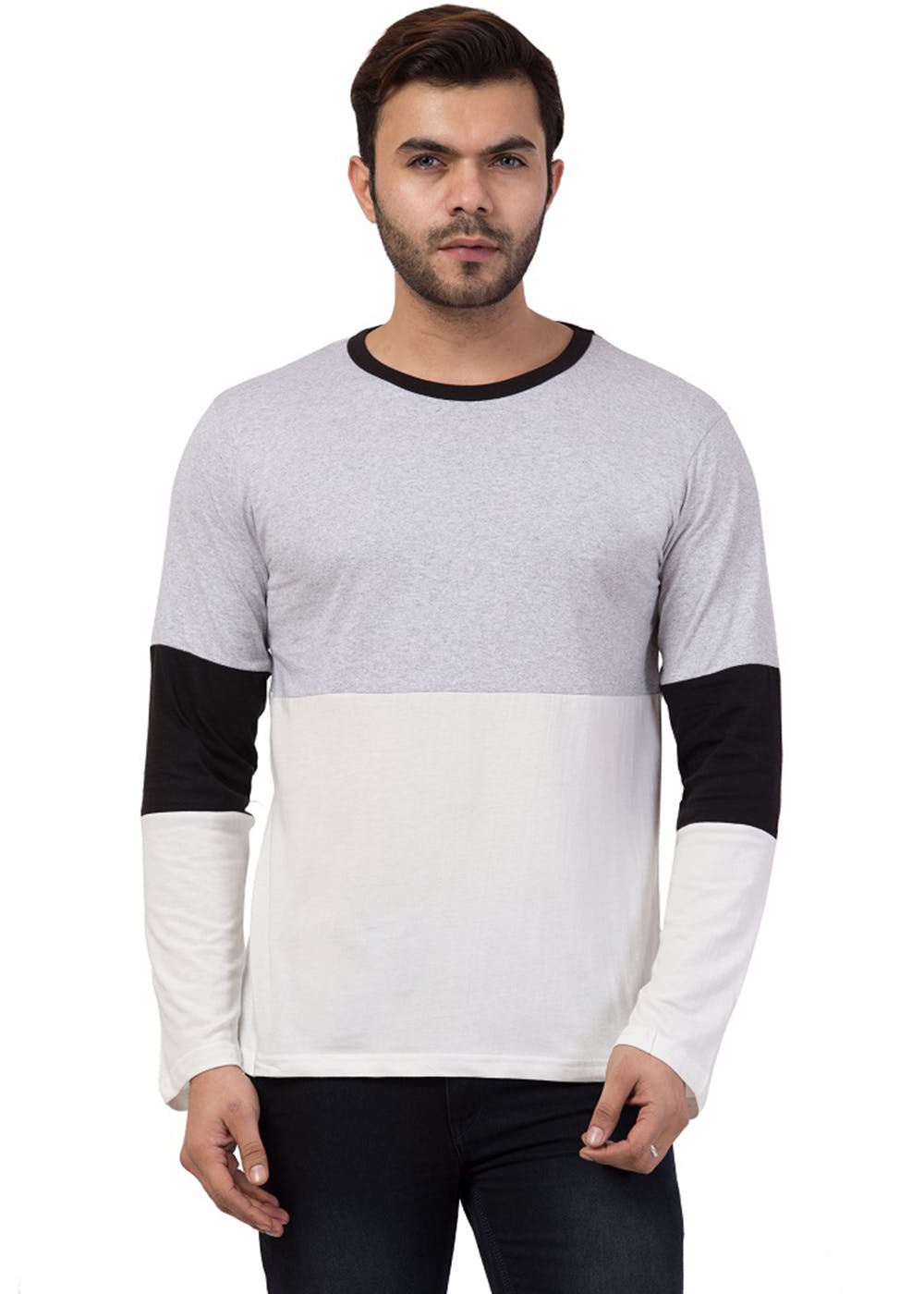 Get Three-Tone Sleeve Detail Full Sleeves T-Shirt at ₹ 499 | LBB Shop