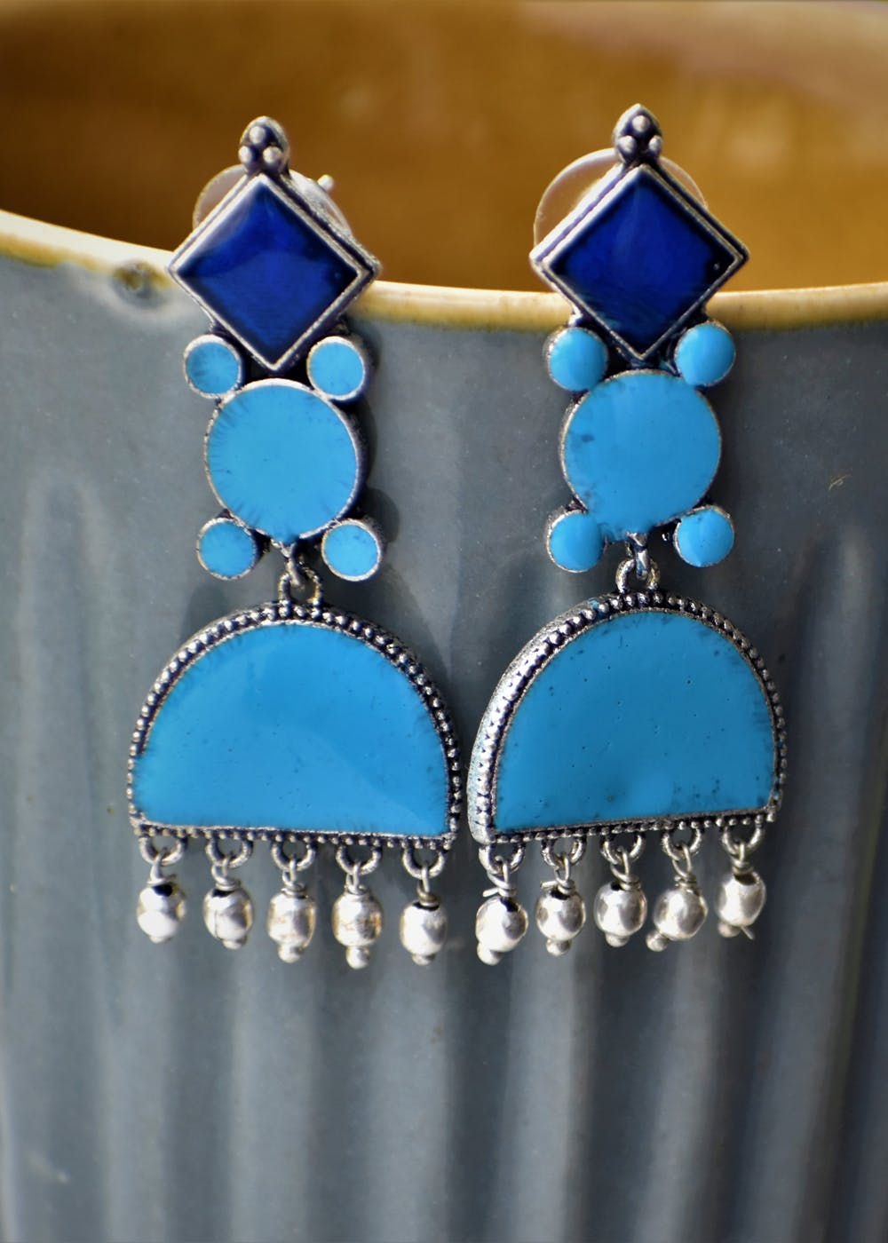 Cornflower blue earrings short drop earrings ceramic bead drops blue drop earrings cornflower blue ceramic drops ceramic earrings
