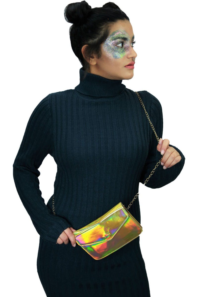 Gold Holographic Wristlet Bag