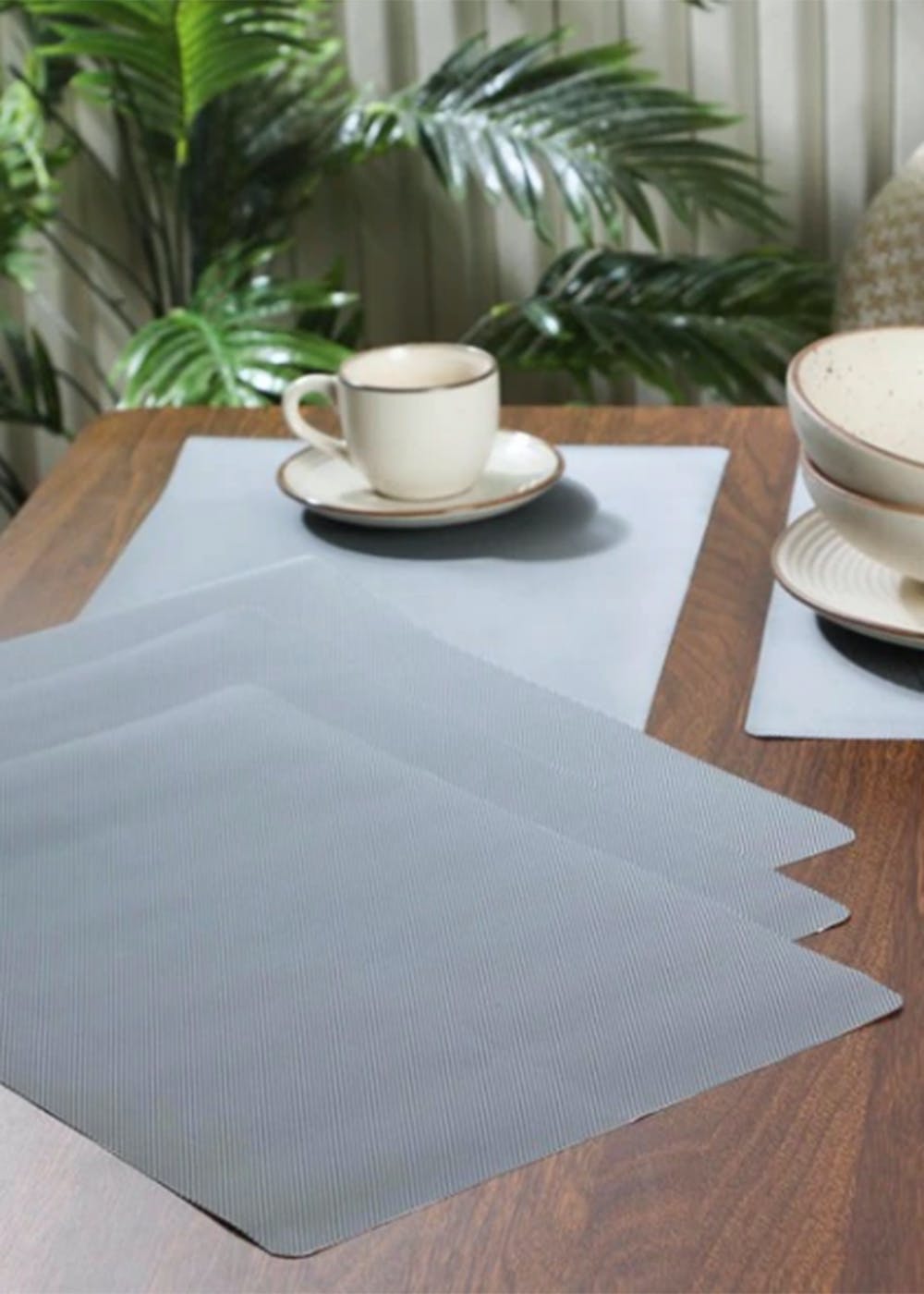 PVC Solid Placemats - Set of 6 - Grey
