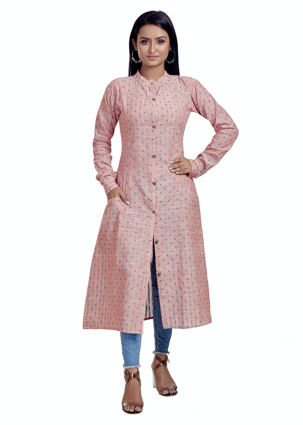 Pre Order Thread Work Textured Shirt Style Kurti With Colurful Embroi   Little Muffet
