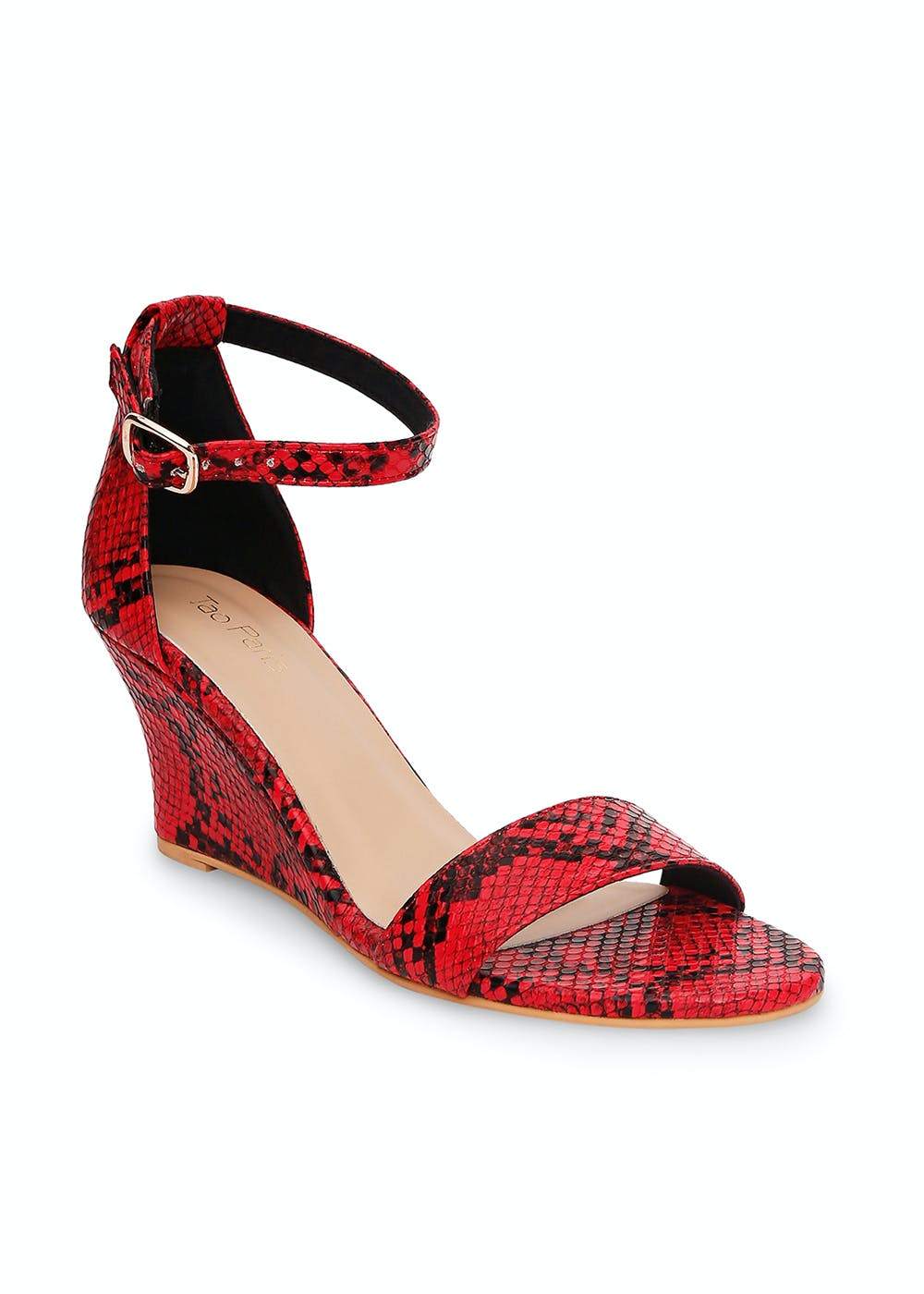 snakeskin wedge heels