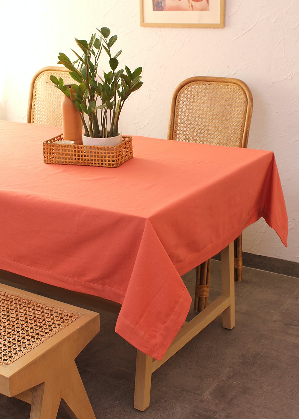 Get Solid Rust Cotton Table CoverLarge at ₹ 1599 LBB Shop