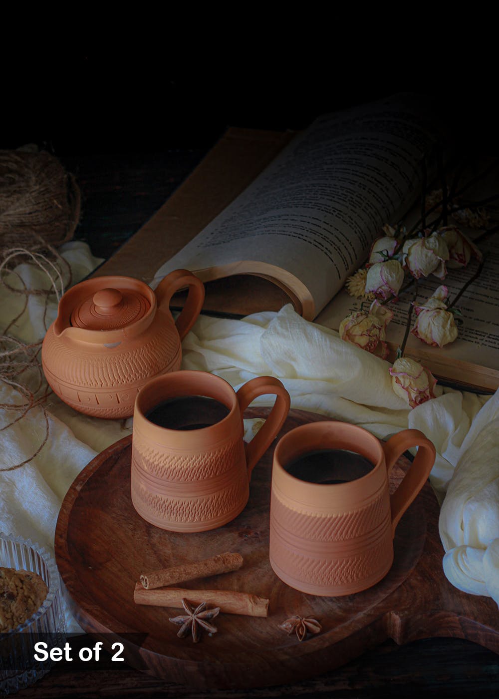 Etched Terracotta Coffee Mugs