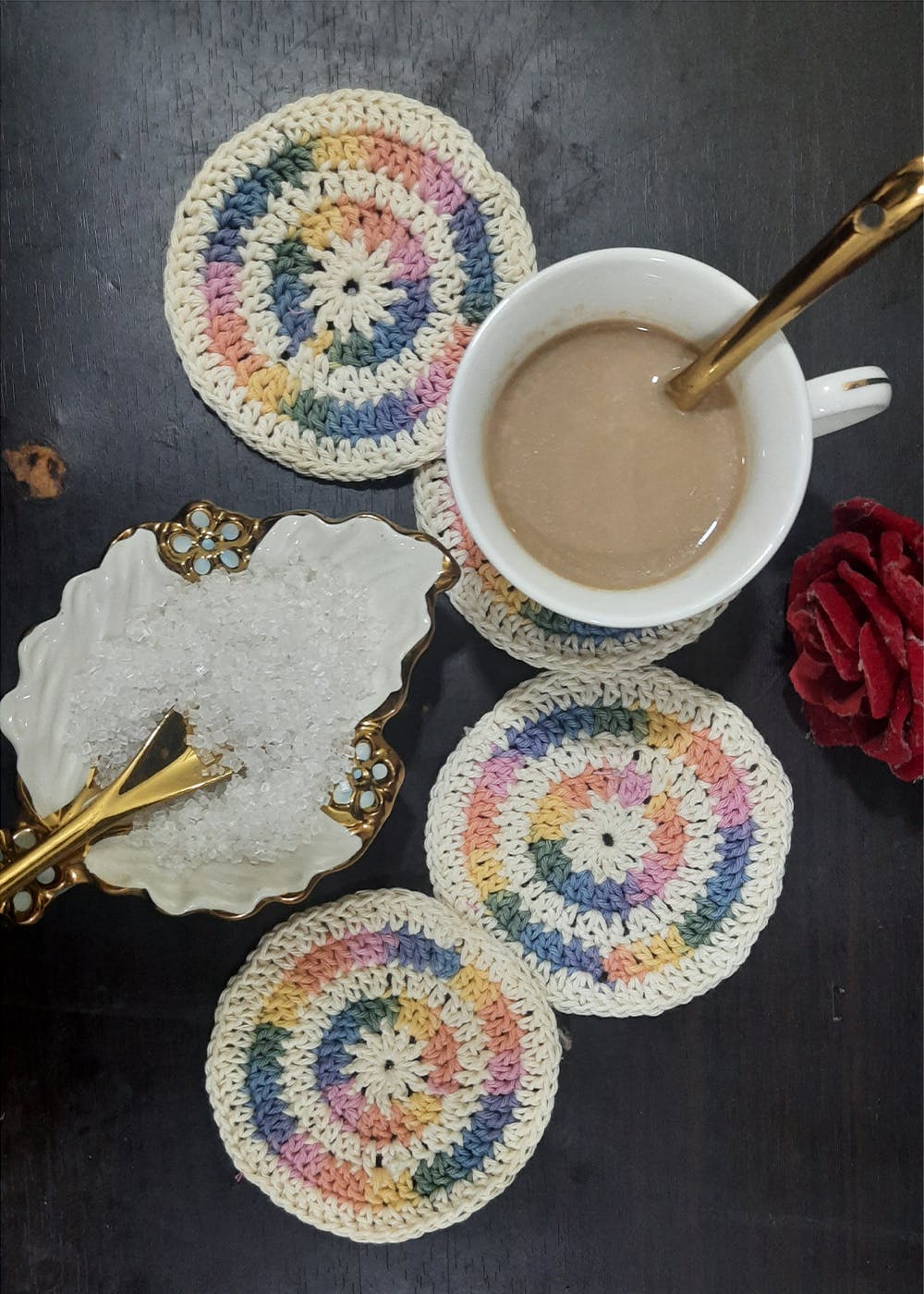 Get Rainbow Floral Crochet Tea Coaster at ₹ 900 LBB Shop