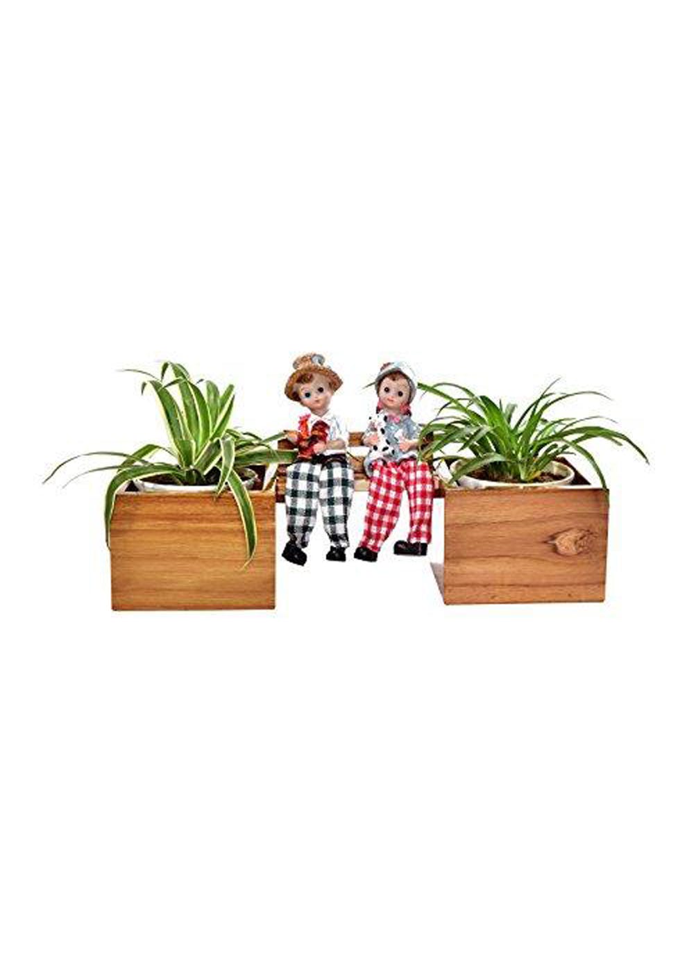 Boy & Girl Wooden Bench Planter