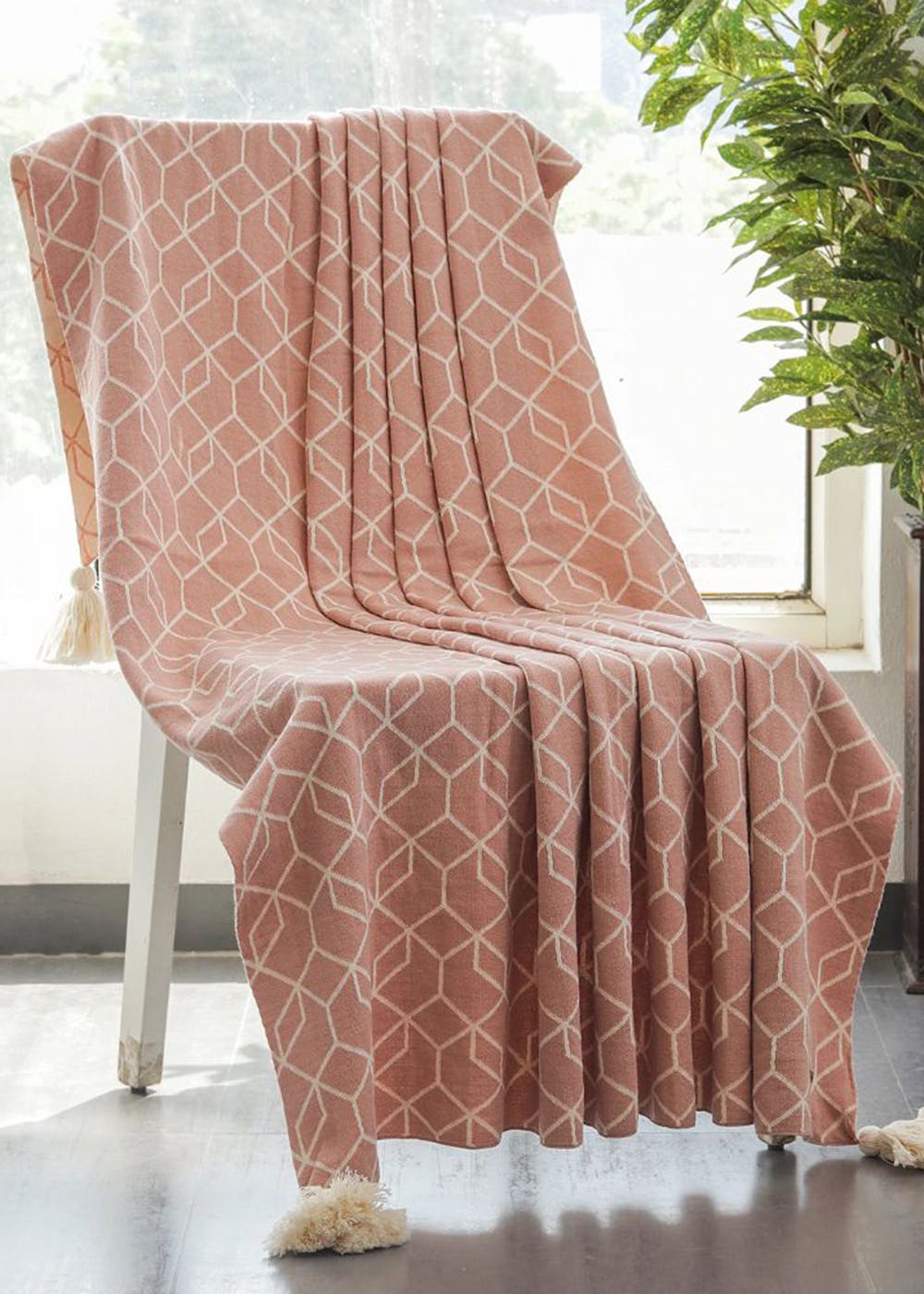 Pink Cotton Rich Throw Blanket main image 1