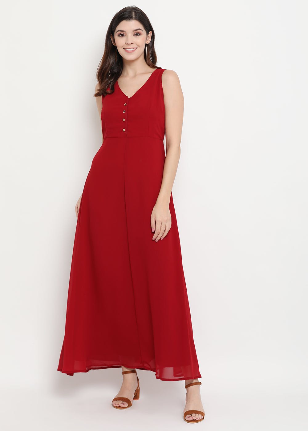 Buy Cation Women Red Solid Fit  Flare Dress  Dresses for Women 2132271   Myntra