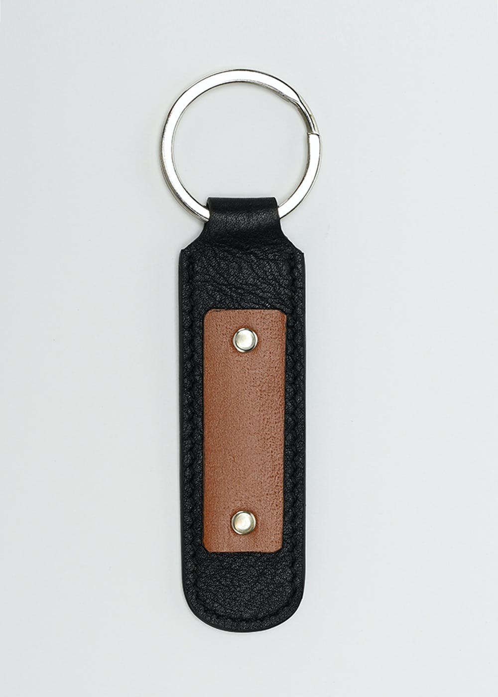 Contrast Patch Detail Black Textured Keychain
