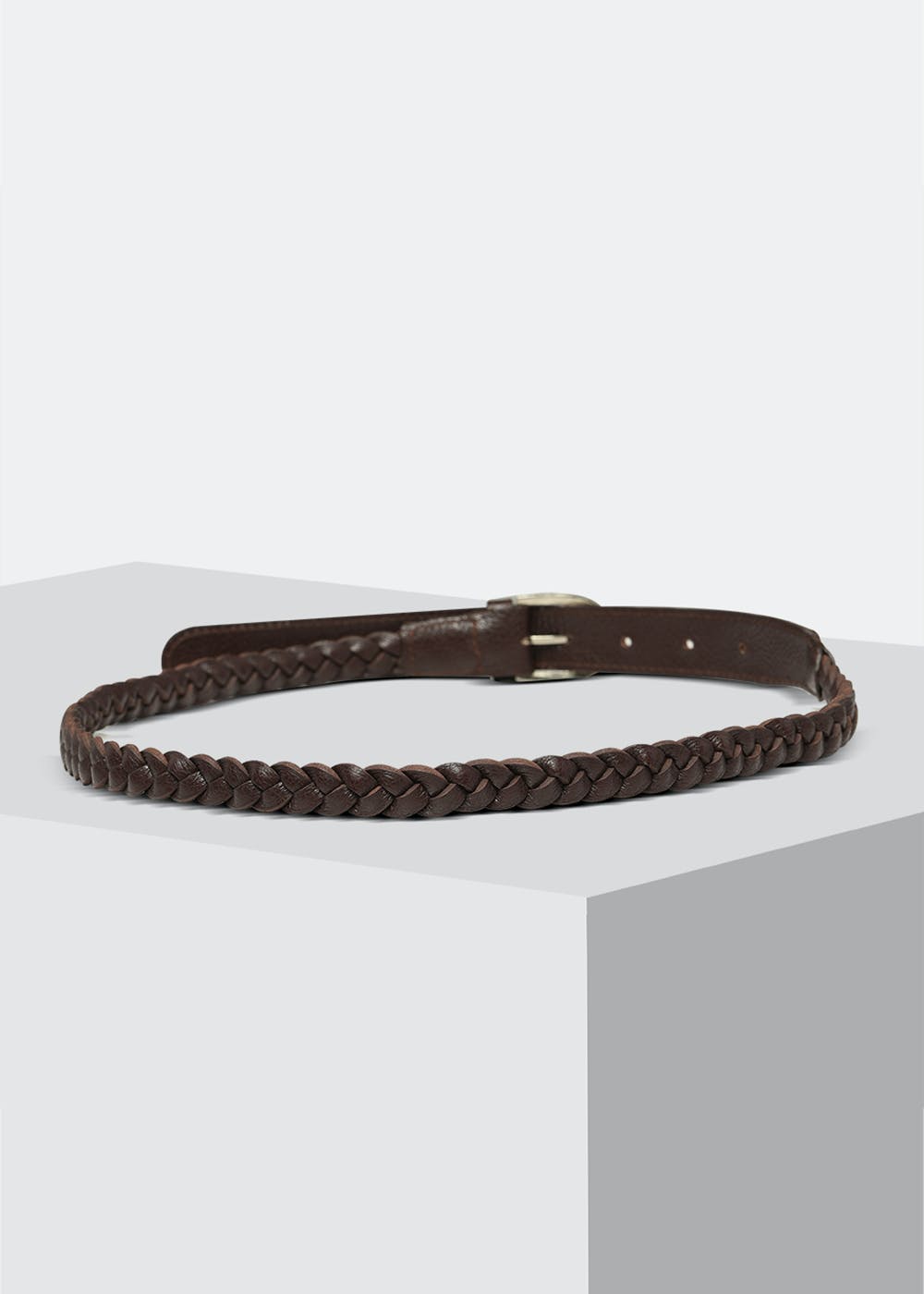 Get Half Braided Solid Brown Belt at 