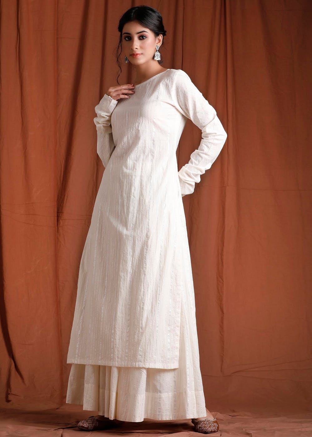 LASTINCH All Sizes Solid White Kurti with three fourth Sleeves