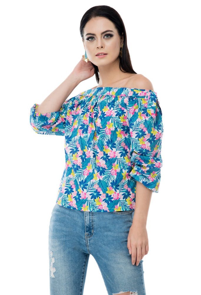 Get Tropical Floral Print Off-Shoulder Top at ₹ 1299 | LBB Shop