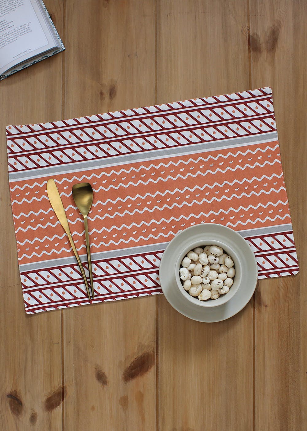 Get Set of 2 Orange Zig Zag Pattern Placemats at ₹ 599 LBB Shop