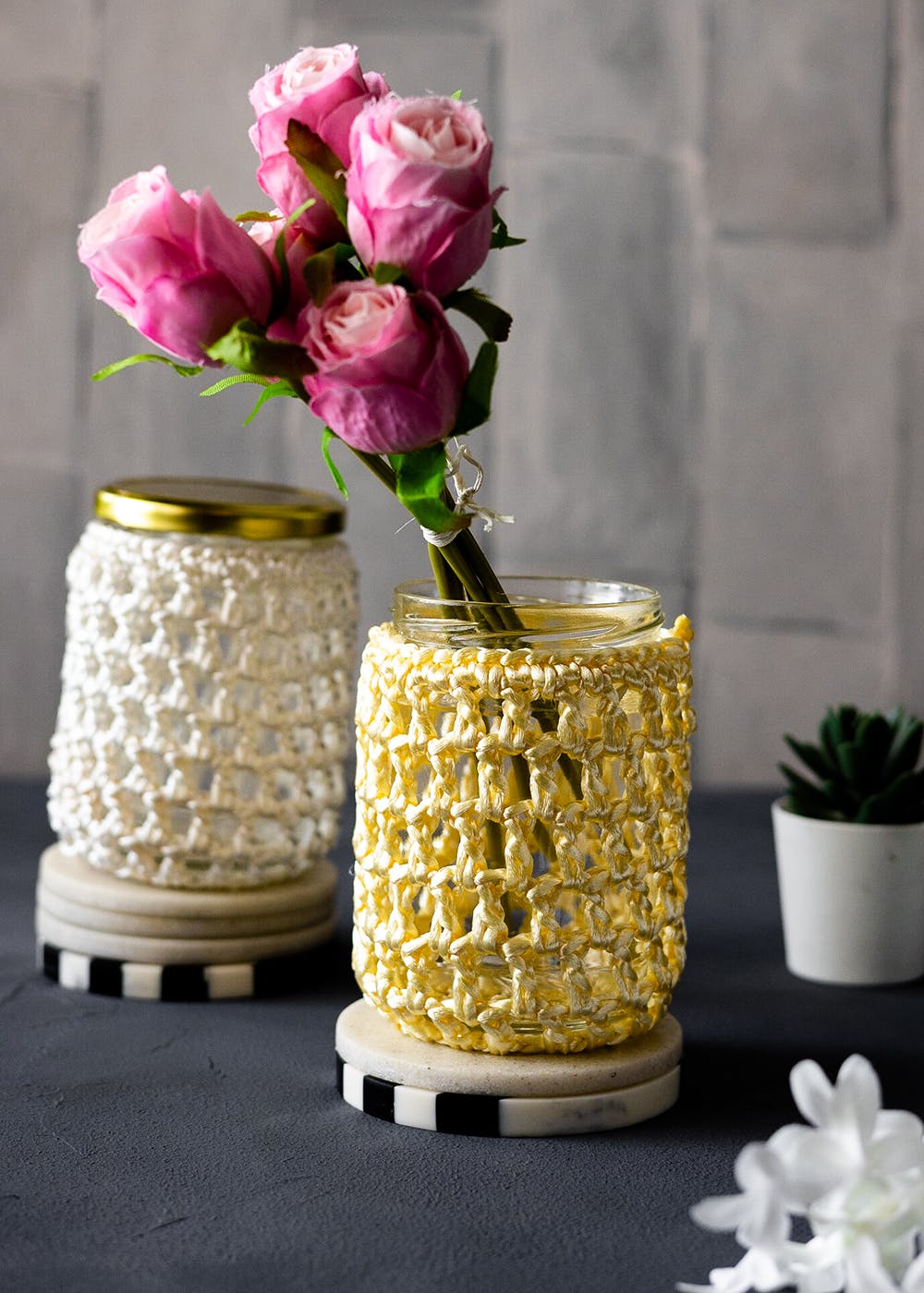 Crochet Mason Jar - Cream