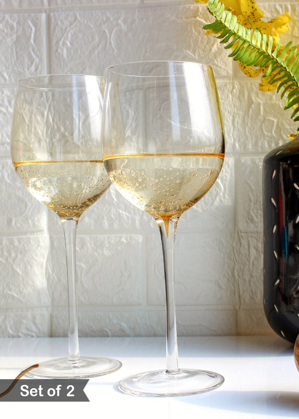 Ombre Bubble Glasses-Yellow (Set Of 2)