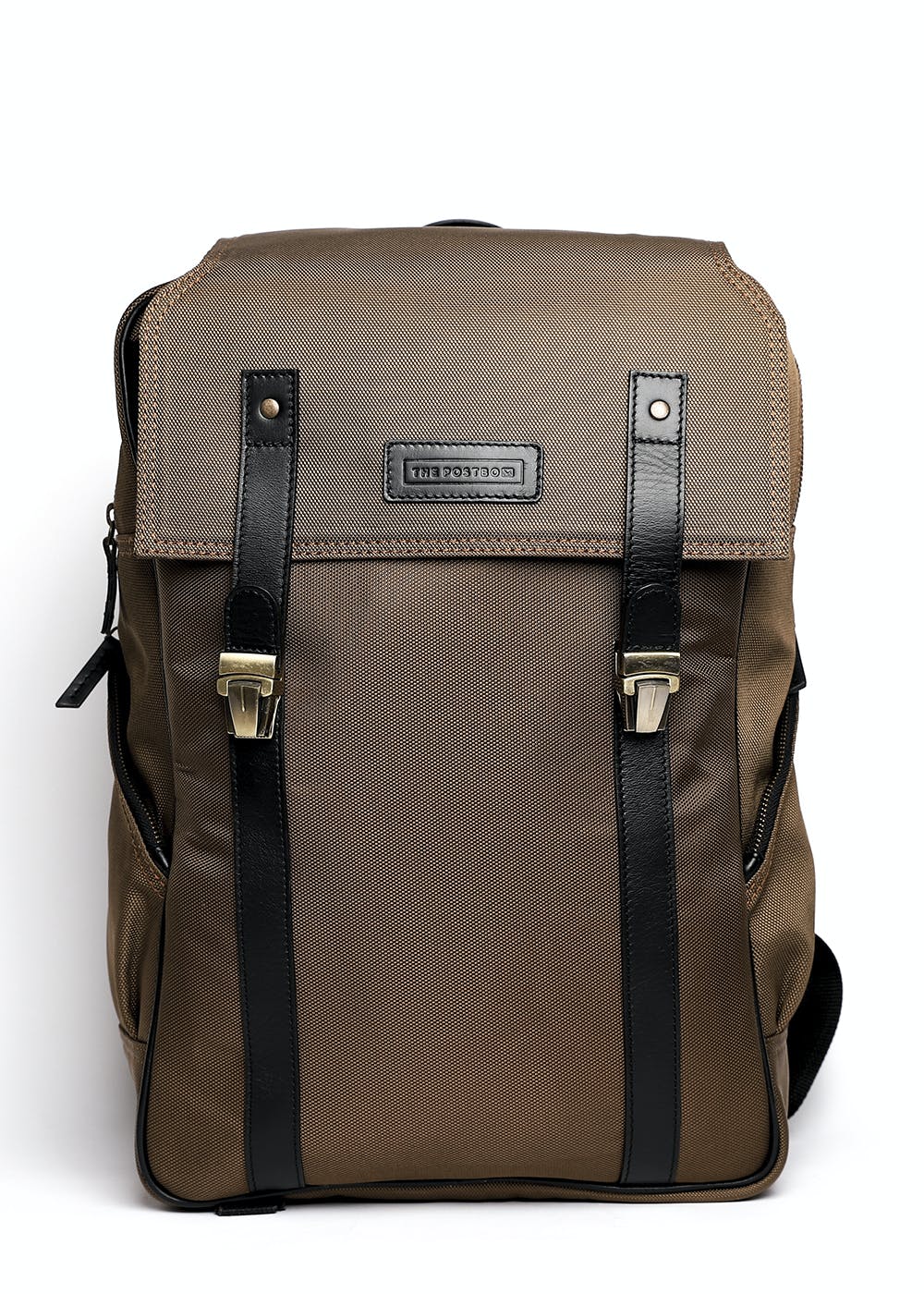 Side Pockets Detail Solid Canvas Backpack - Brown