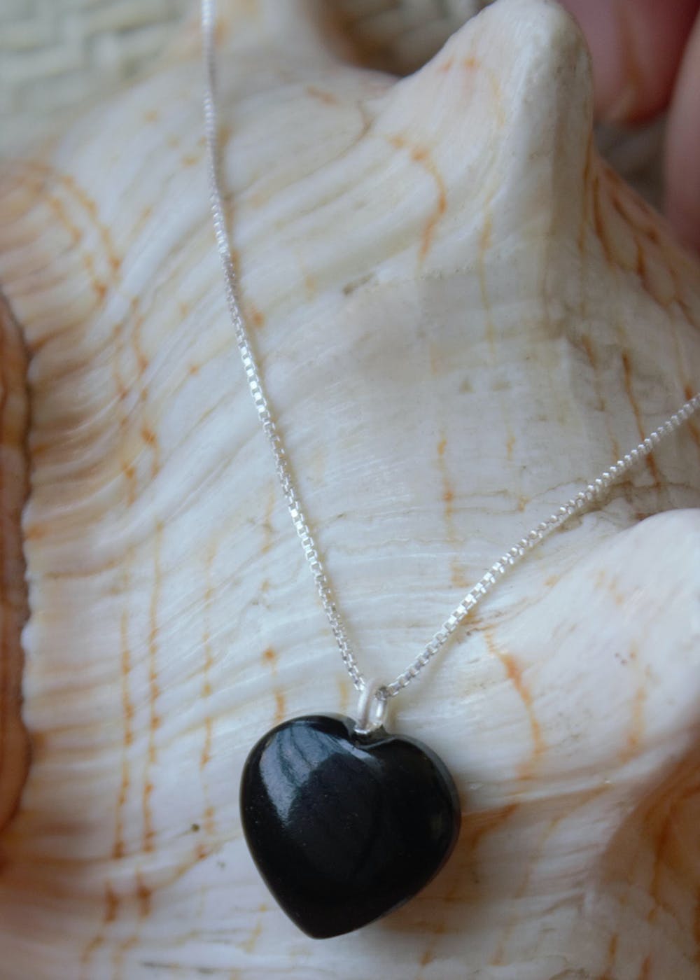 BLACK HEART PENDANT NECKLACE W/ 1 CT LAB ACCENTS & ONYX 925 STERLING SILVER