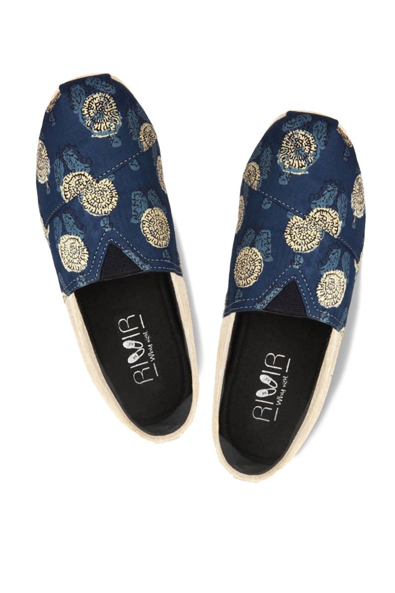 Handcrafted Floral Block Print Slip-Ons