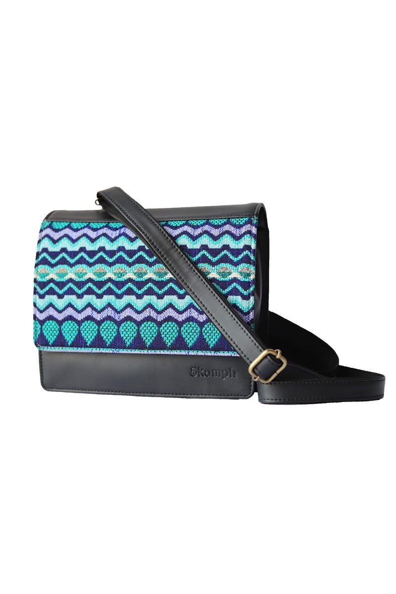 Embroidered Blue Palette Flap Cross-Body
