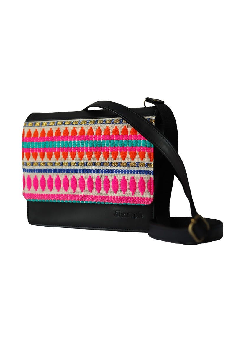 Abstract Pattern Embroidered Cross-Body