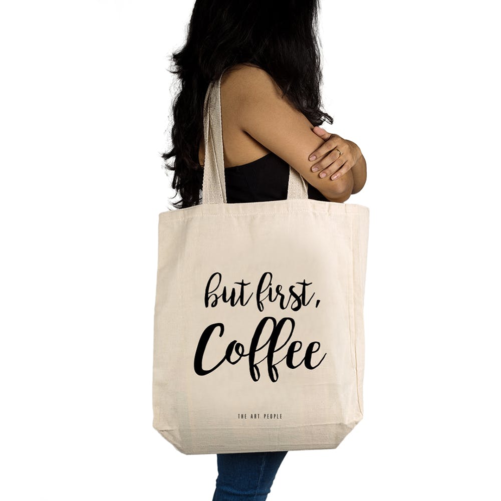 Buy MADE BY HUMANS PRINTED COFFEE TOTE BAG for Women Online in India