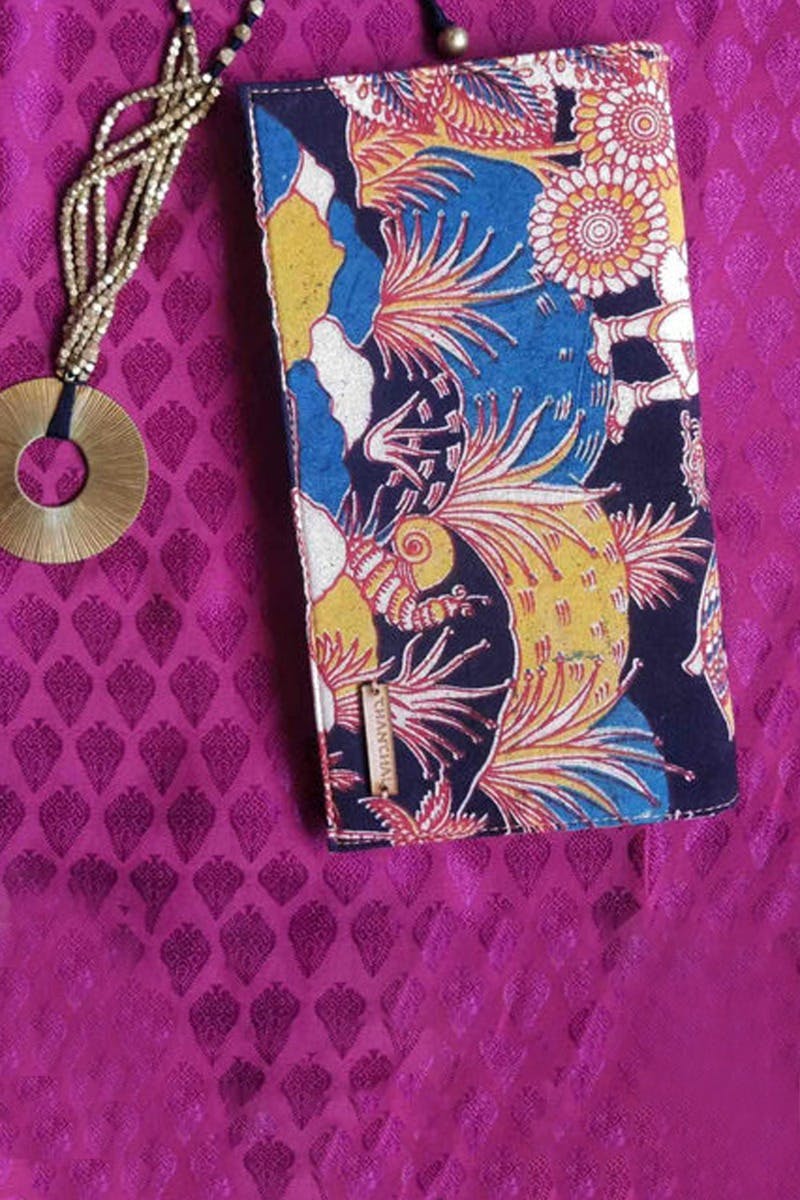 Handpainted Kalamkari Natural Dyed Ghicha Silk Clutch / Wallet 19