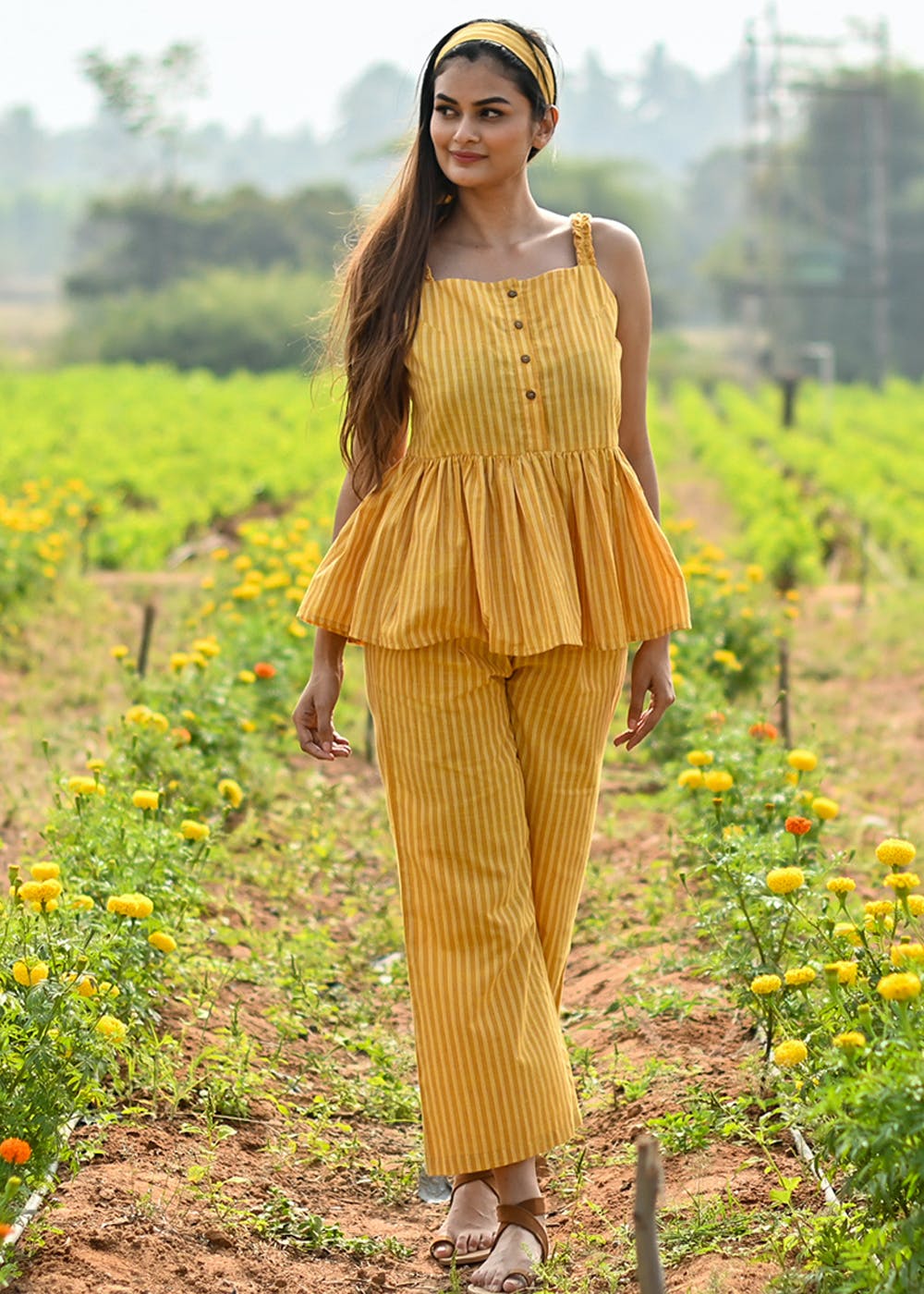 Buy OMANA BY RANJANA BOTHRA Orange Satin Cowl Sleeve Top And Trouser Set  Online  Aza Fashions