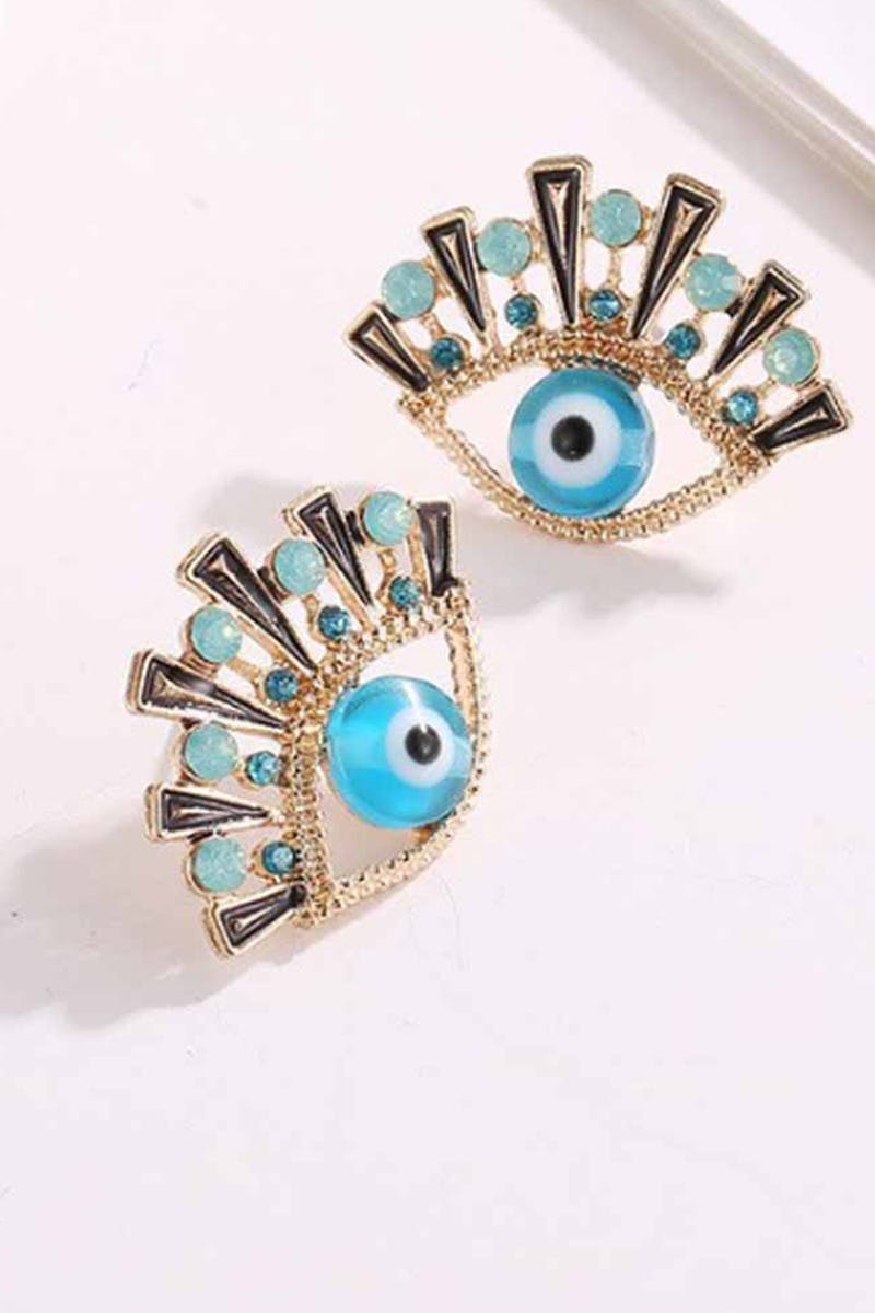 Crystal Embellished Evil Eye Earrings