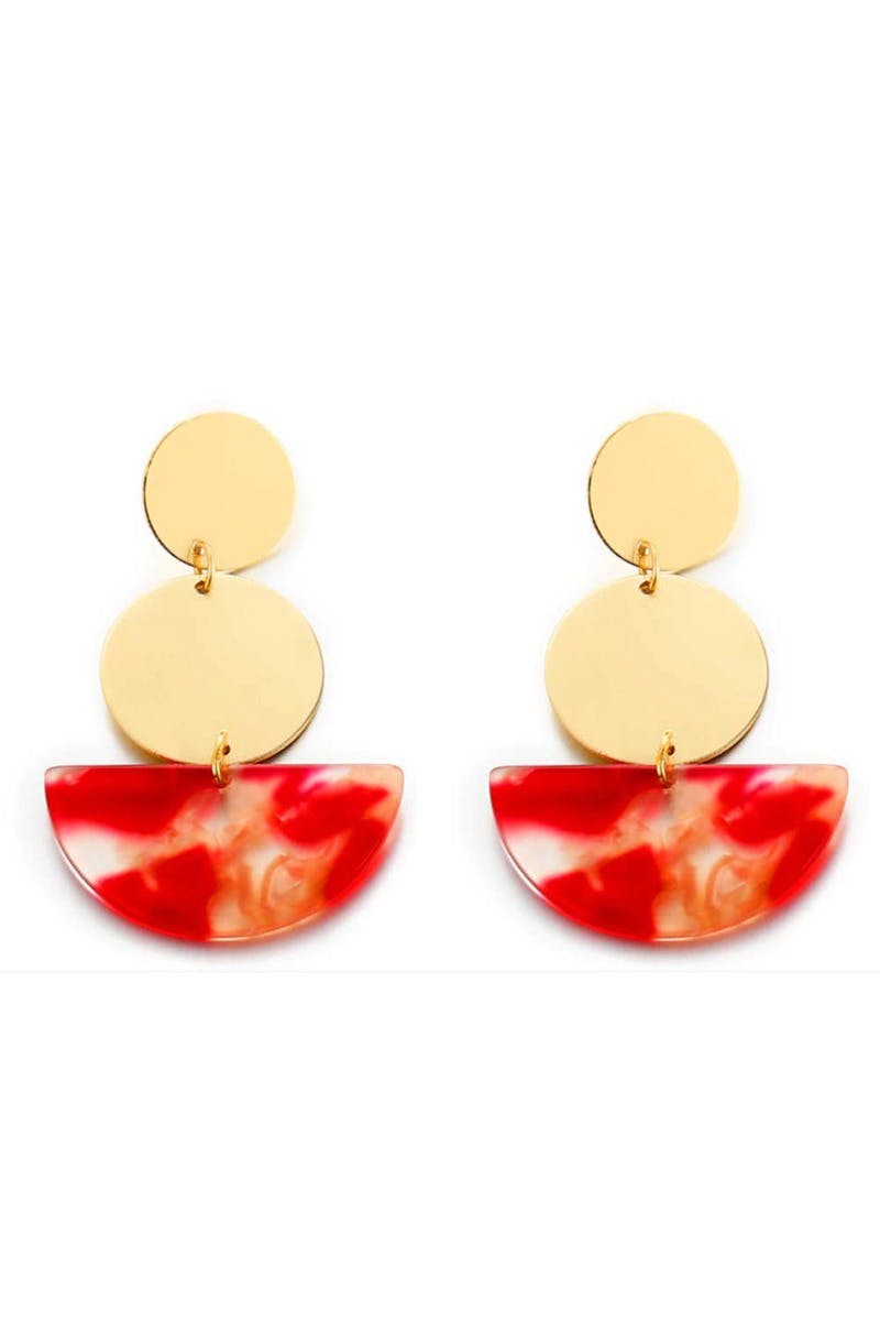 Acrylic Golden Red Statement Earrings