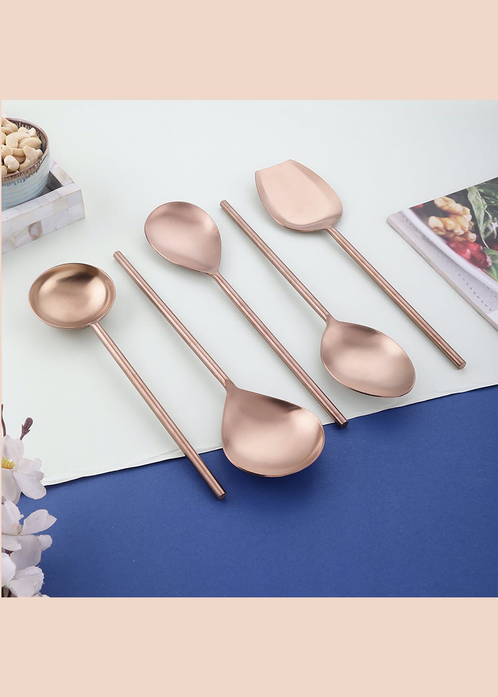Get Rose Gold Stainless Steel Serving Spoons Set Of Five at ₹ 2099