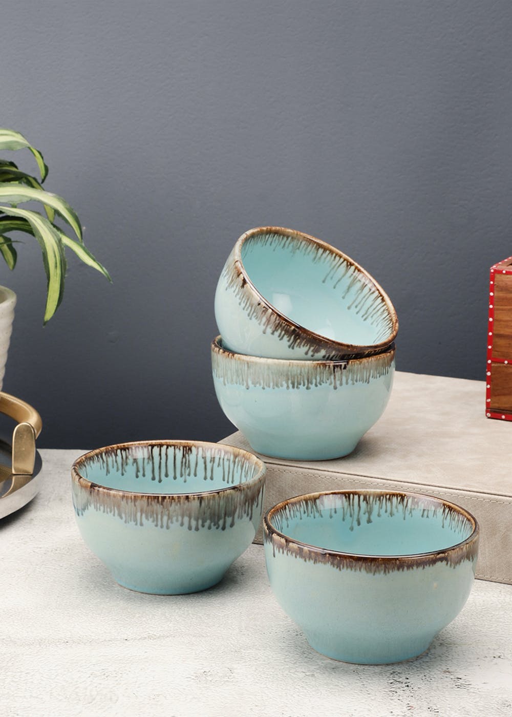 Get Tranquil Mint Ceramic Snack Bowls Set Of Four at ₹ 1149 | LBB Shop