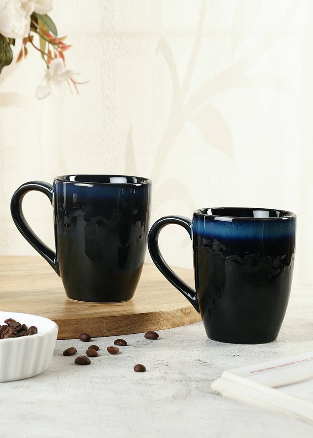 Get Leher Inky Blue Ceramic Coffee Mugs Milk Mugs Set Of Two At Lbb Shop