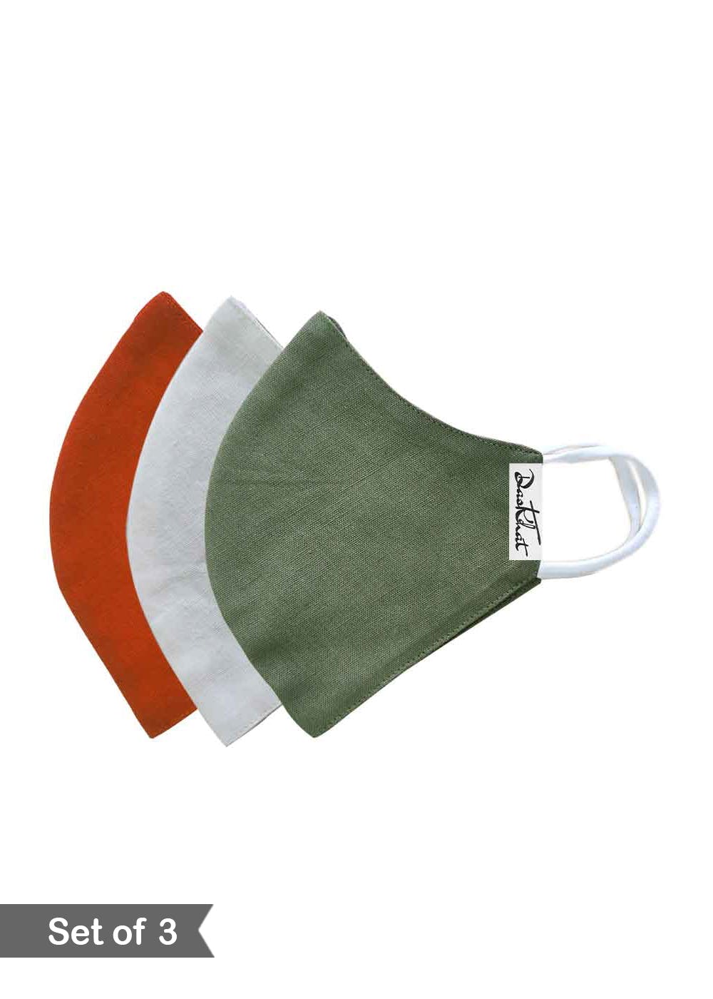 Get 3 Ply Cotton Linen Mask Vande Mataram Set of 3 at ₹ 220 LBB Shop
