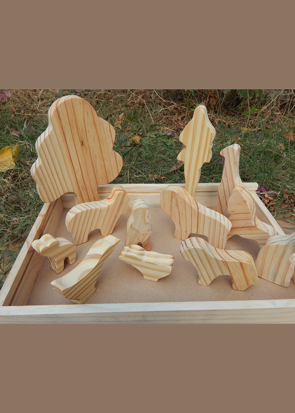 Get Pine Wood Zoo Box - Set of 12 Blocks at ₹ 1475 | LBB Shop