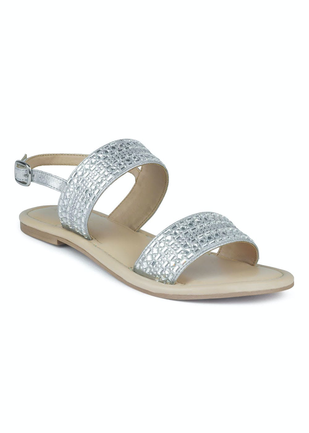 Get Silver Studded Slingback Sandal at ₹ 1319 | LBB Shop