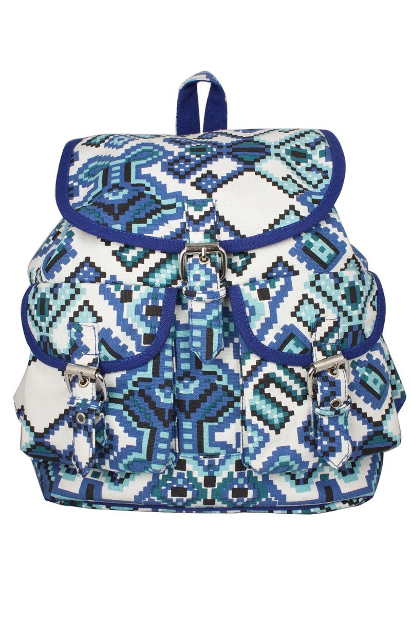 Geometric Print Blue Backpack
