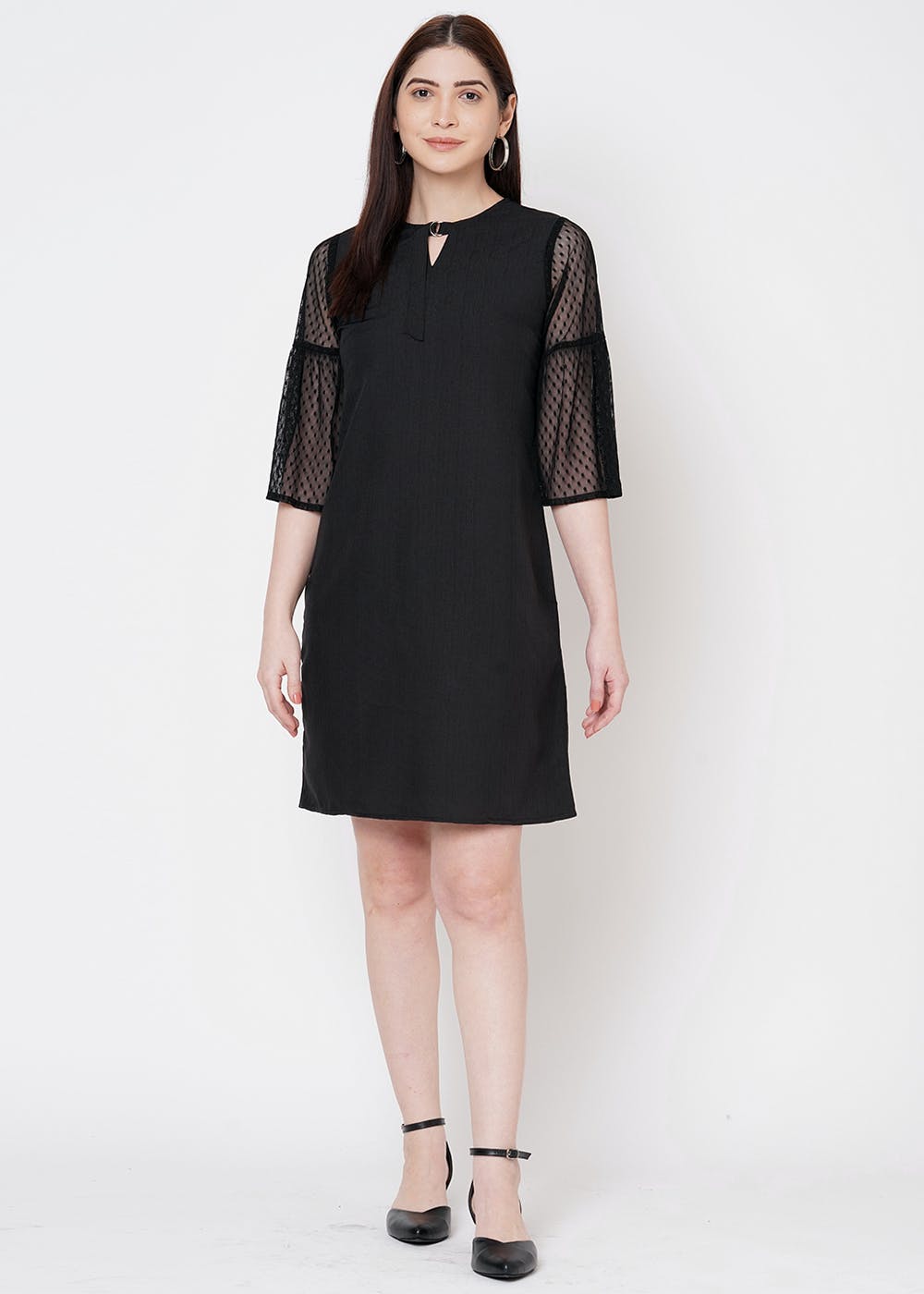 Basic Sleeveless cut Dress Black main image 1