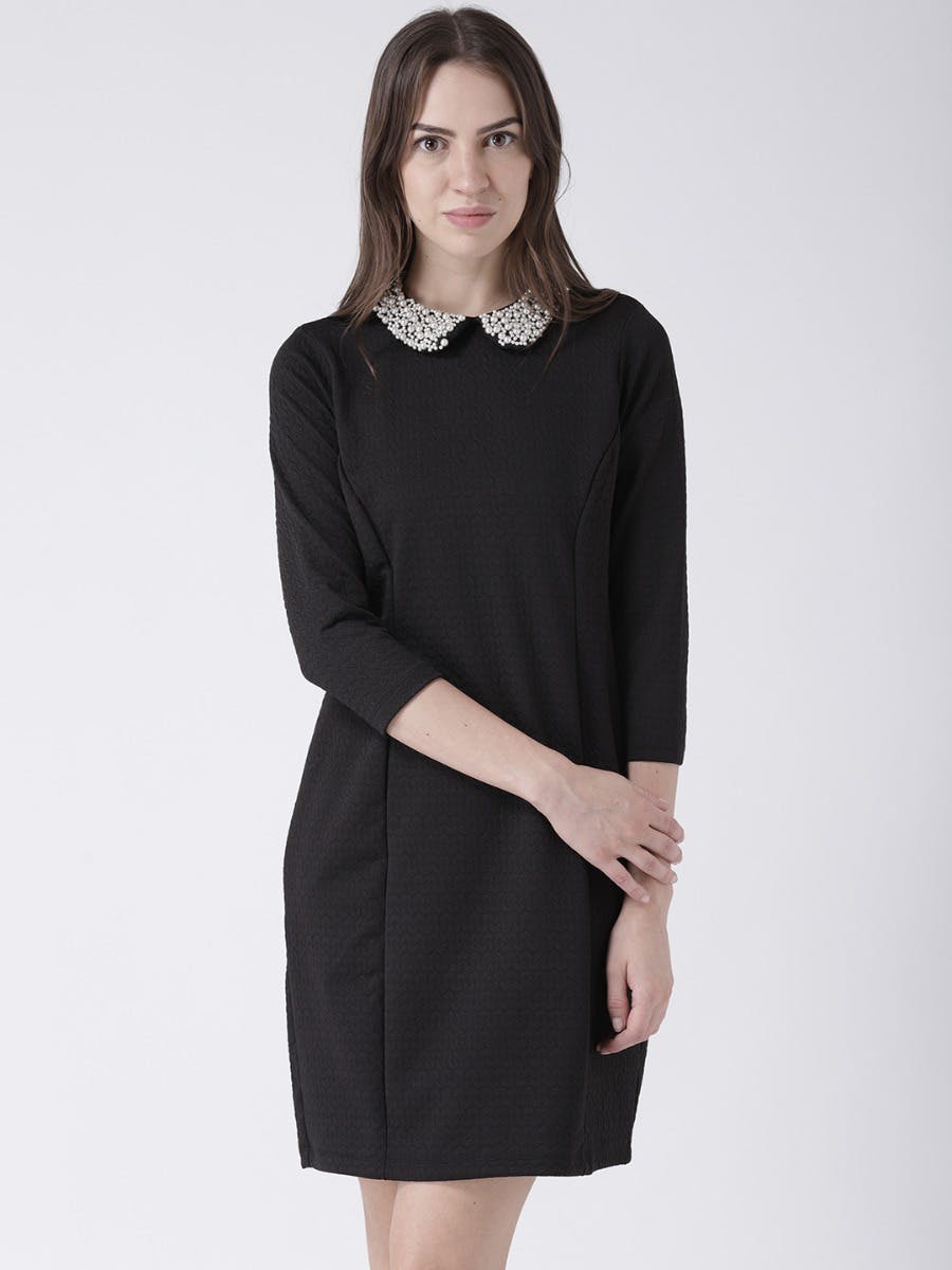 peter pan collar dress black