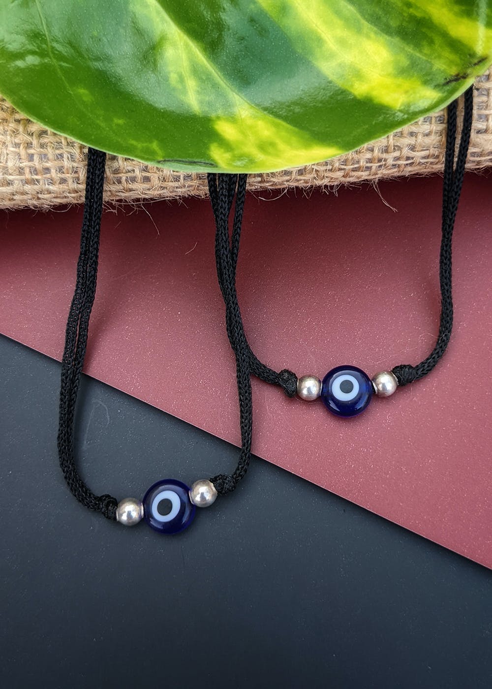 Get 925 Sterling Silver Beads Evil Eye Black Thread Anklet- Dark Blue ...